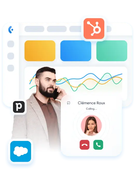 Concept de téléphonie d'entreprise cloud avec des icônes représentant la communication, la connectivité et la technologie cloud entourant un téléphone professionnel.